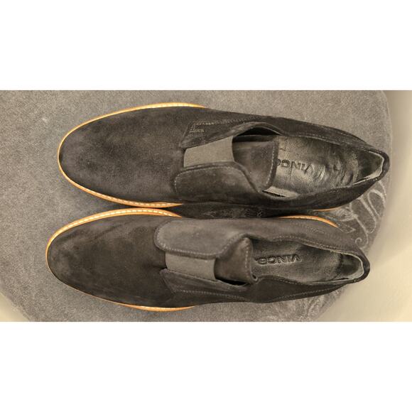 Vince Davy suede black slip-on platfrom oxford shoes 6 - Picture 2 of 9